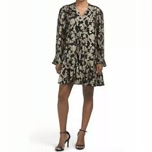 Anthropologie Black & Gold Metallic Tunic Dress